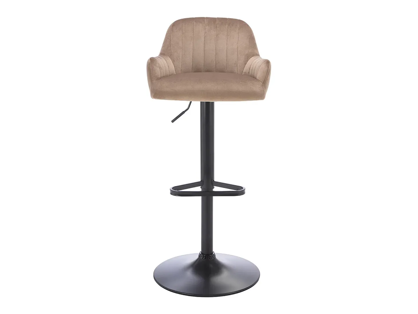 taburete alto de terciopelo y metal negro - Altura ajustable - Beige - ELEANA