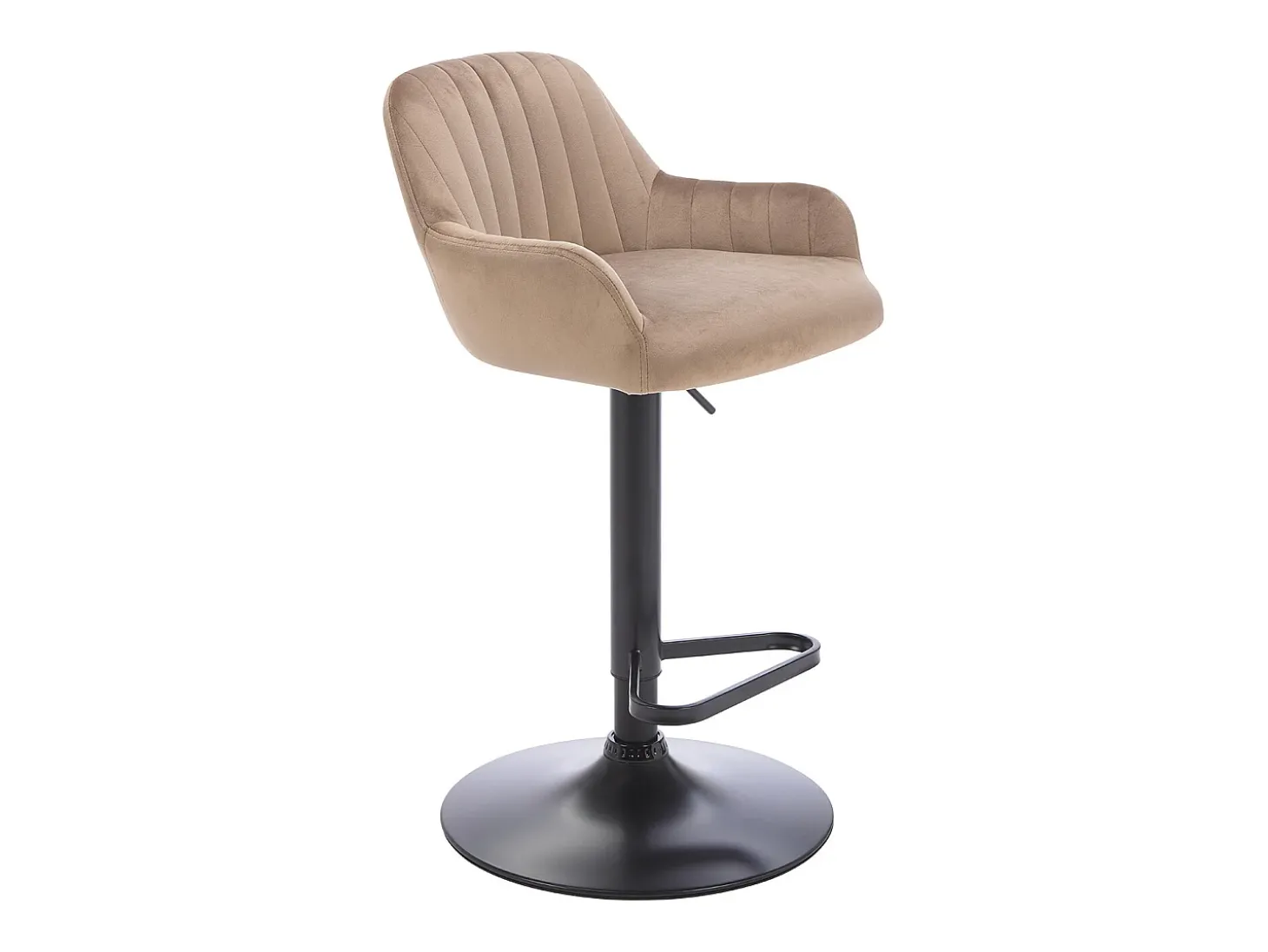 taburete alto de terciopelo y metal negro - Altura ajustable - Beige - ELEANA