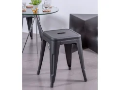Taburete bajo industrial en acero (45cm) - Bistro - Negro