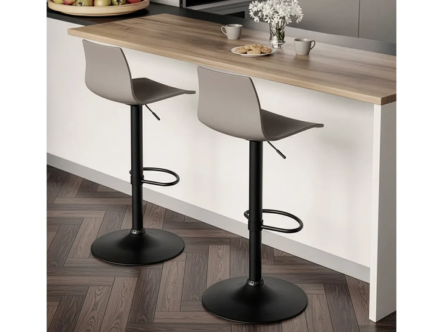 Taburete cocina bar diseño base negro mate ajustable Grand Soleil Imola Matt - Beige Juta