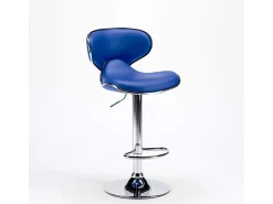 Taburete cocina y bar moderno giratorio cromado diseño Amarillo - Azul Marino