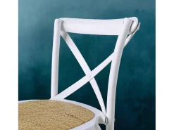 Taburete de bar bistró vintage de madera, set de 2 blanco