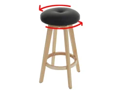 Taburete de bar Boras (juego de 2) giratorio, negro, patas claras
