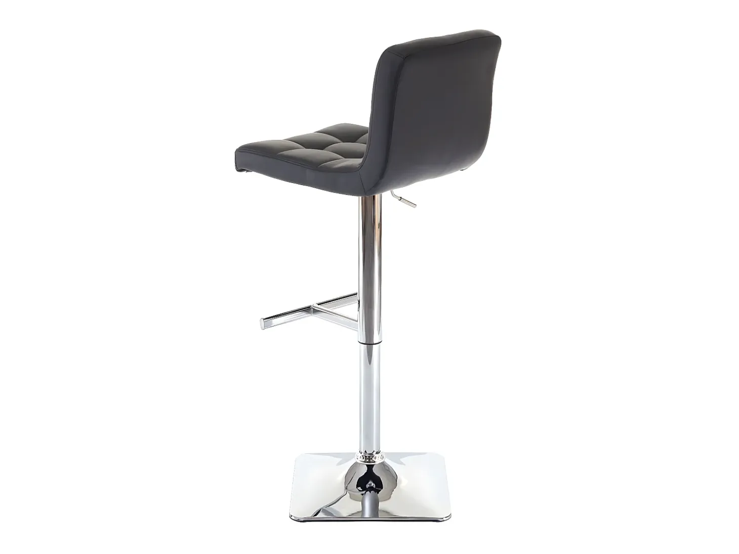 Taburete de bar Cadiz (set de 2), piel sintética negra, base cromada