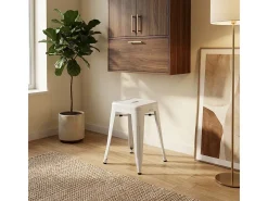 taburete de bar cocina metal estilo industrial steel rocket - Blanco