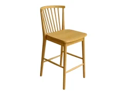 Taburete de bar con barrotes de madera de hevea, set de 2 natural