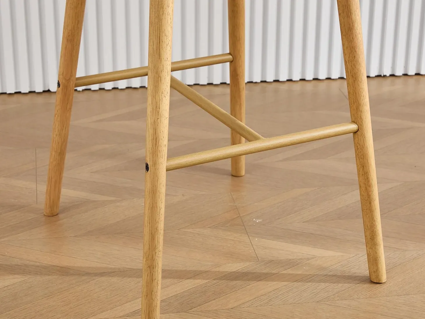 Taburete de Bar con Respaldo y Reposabrazos - Pies en Roble, Asiento de Lino - Altura Fija 75 cm - Ideal para Mostrador, Isla de Cocina, Barra