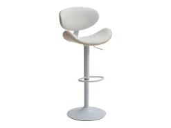 Taburete de bar de piel sintética - Altura ajustable - Natural claro y Blanco - MONTENEGRO