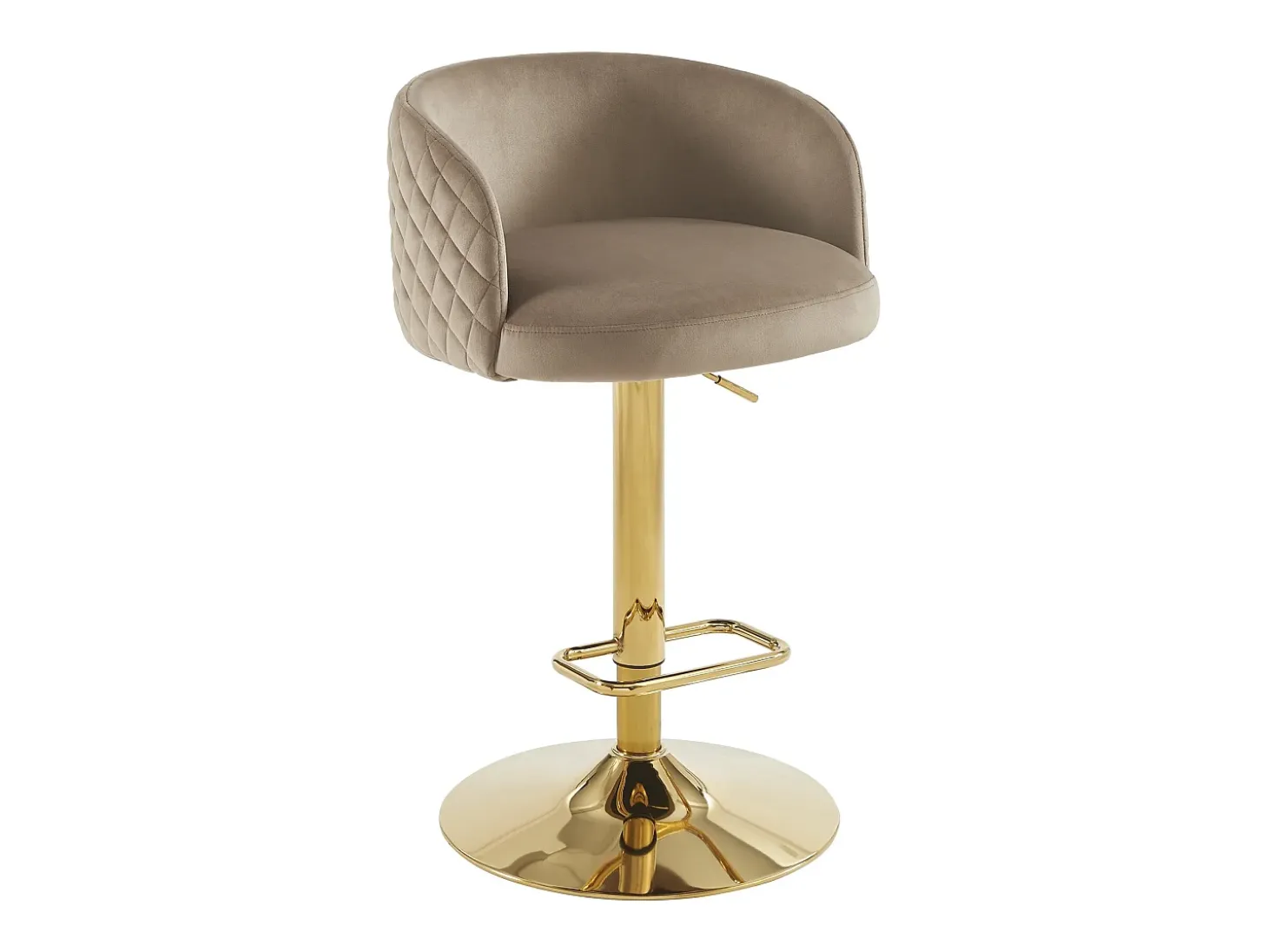 Taburete de bar de terciopelo y metal dorado - Altura ajustable - Beige - PERLANITA