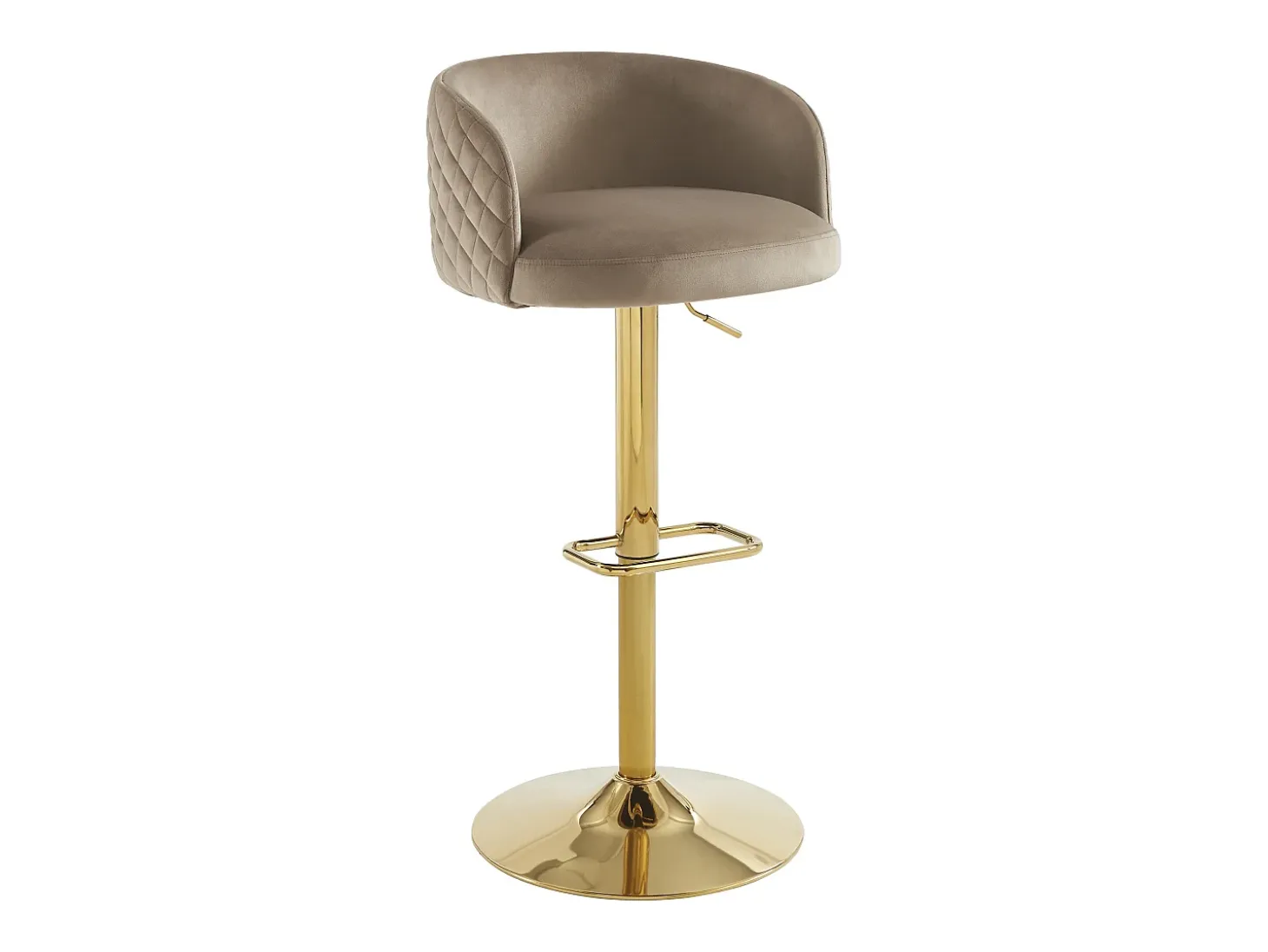 Taburete de bar de terciopelo y metal dorado - Altura ajustable - Beige - PERLANITA