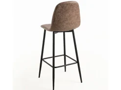 Taburete de bar estilo vintage en símil piel y acero negro Kony 77 cm-Color Marrón oscuro