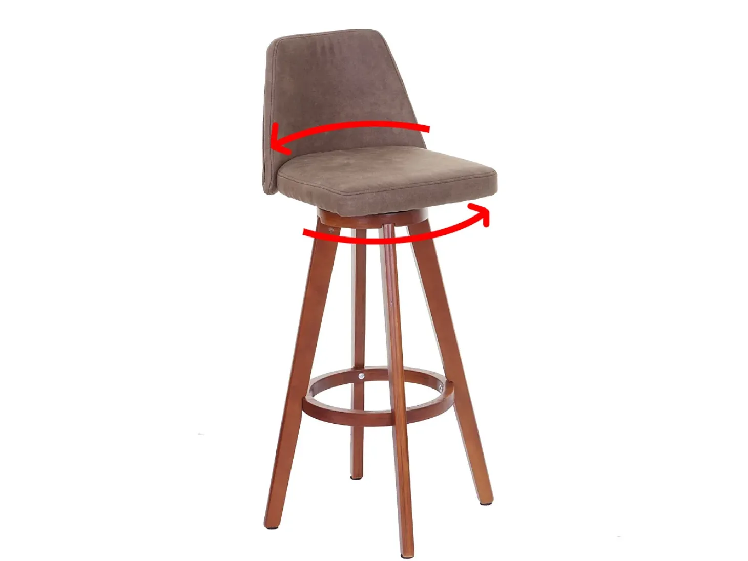 Taburete de bar giratorio MCW-C43, vintage marrón, patas claras