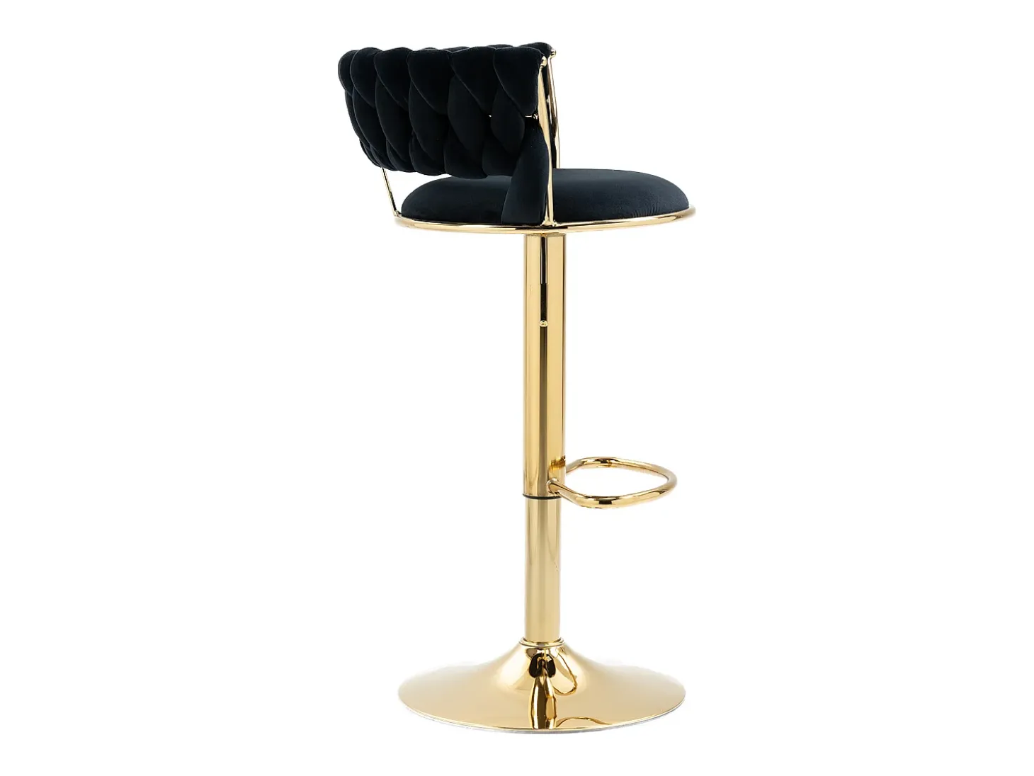 Taburete de bar giratorio de 360° con respaldo, altura ajustable, terciopelo, negro (54 x 46 x 78,5-97 cm)