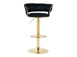 Taburete de bar giratorio de 360° con respaldo, altura ajustable, terciopelo, negro (54 x 46 x 78,5-97 cm)