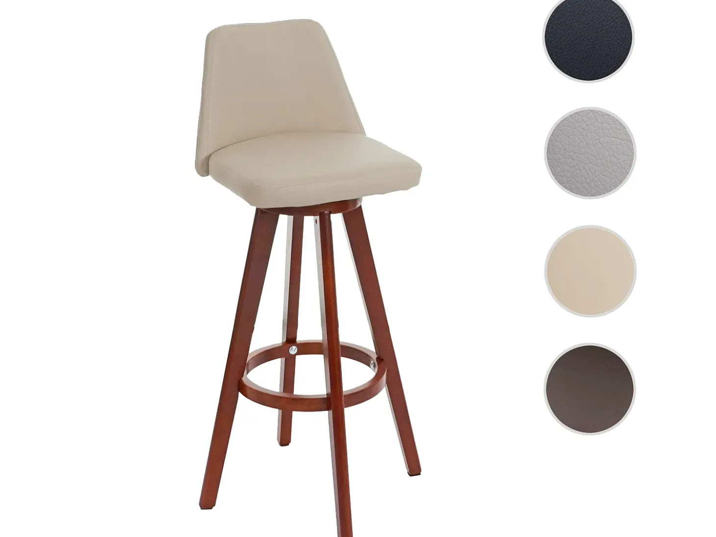 Taburete de bar giratorio MCW-C43, crema