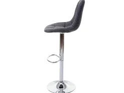Taburete de bar MCW-A67, tela/textil gris, base cromada