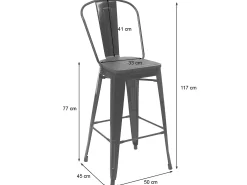 Taburete de bar MCW-A73 incl. asiento de madera, gris