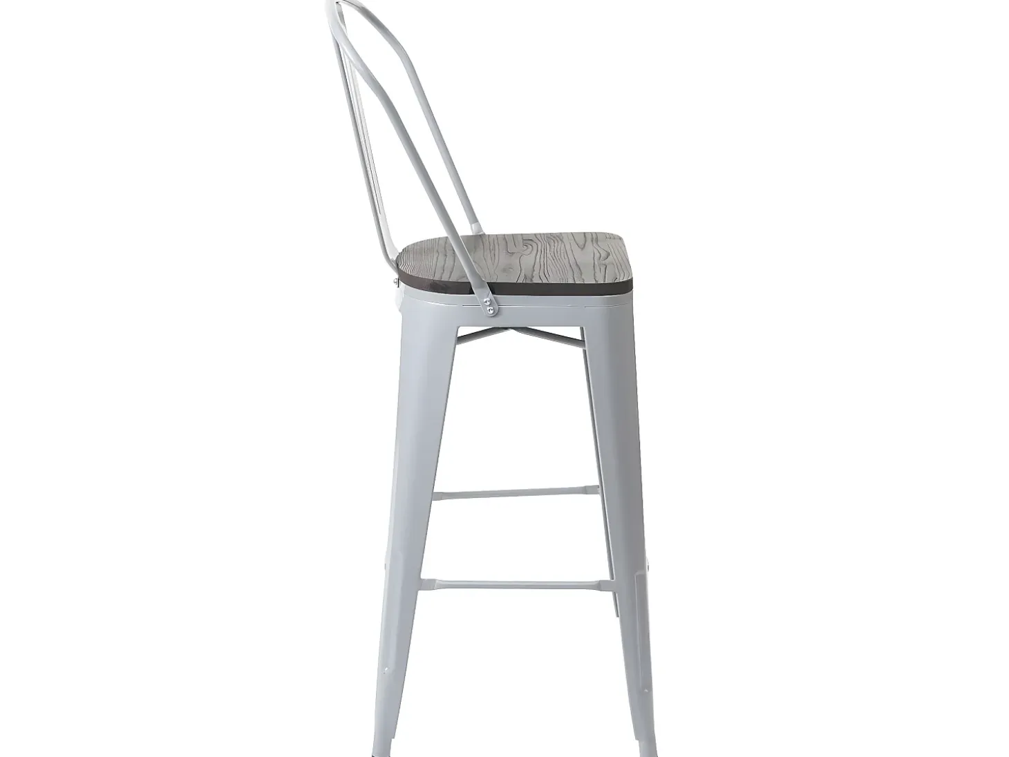 Taburete de bar MCW-A73 incl. asiento de madera, gris