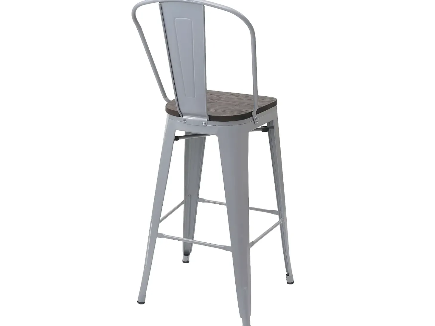 Taburete de bar MCW-A73 incl. asiento de madera, gris