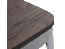 Taburete de bar MCW-A73 incl. asiento de madera, gris