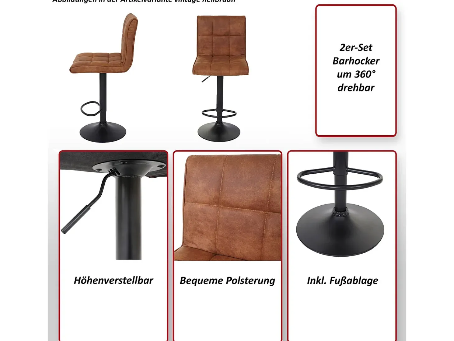 Taburete de bar MCW-B13, vintage gris oscuro