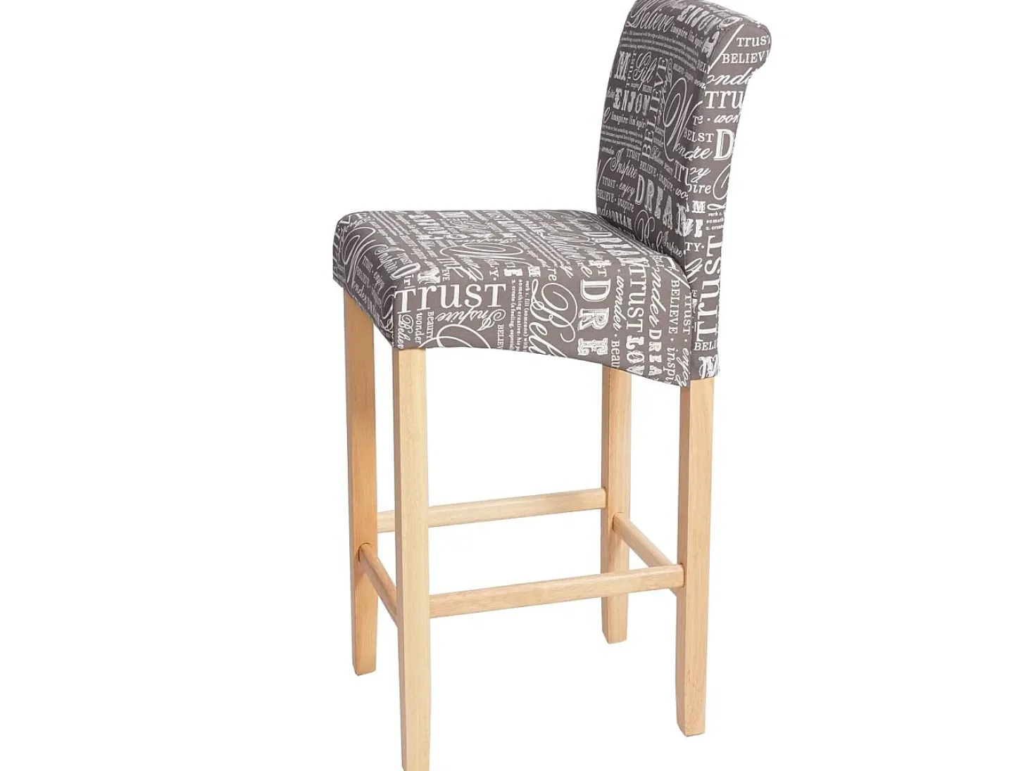 Taburete de bar MCW-C33, lettering, gris, patas claras, tela/textil