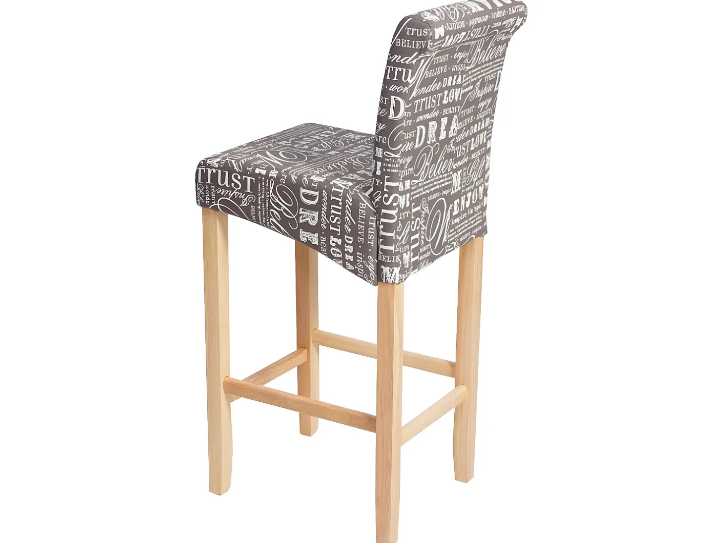 Taburete de bar MCW-C33, lettering, gris, patas claras, tela/textil