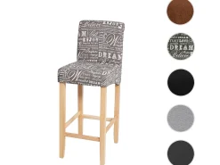 Taburete de bar MCW-C33, lettering, gris, patas claras, tela/textil