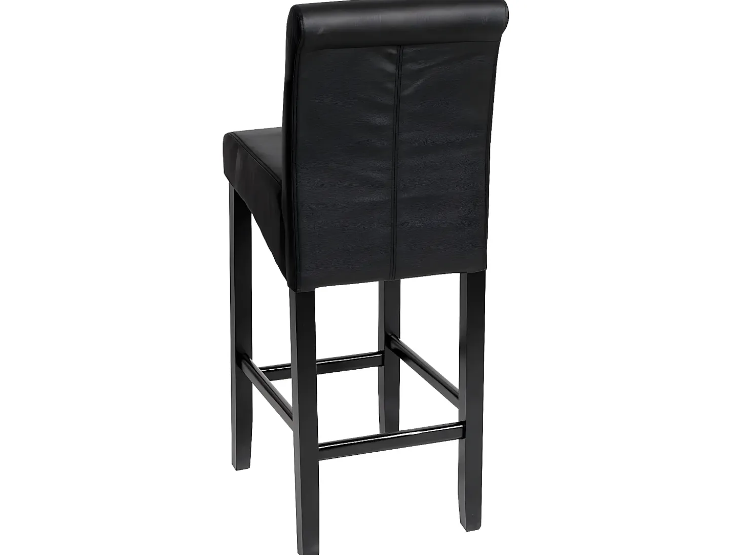 Taburete de bar MCW-C33, negro mate, patas oscuras, imitación de cuero