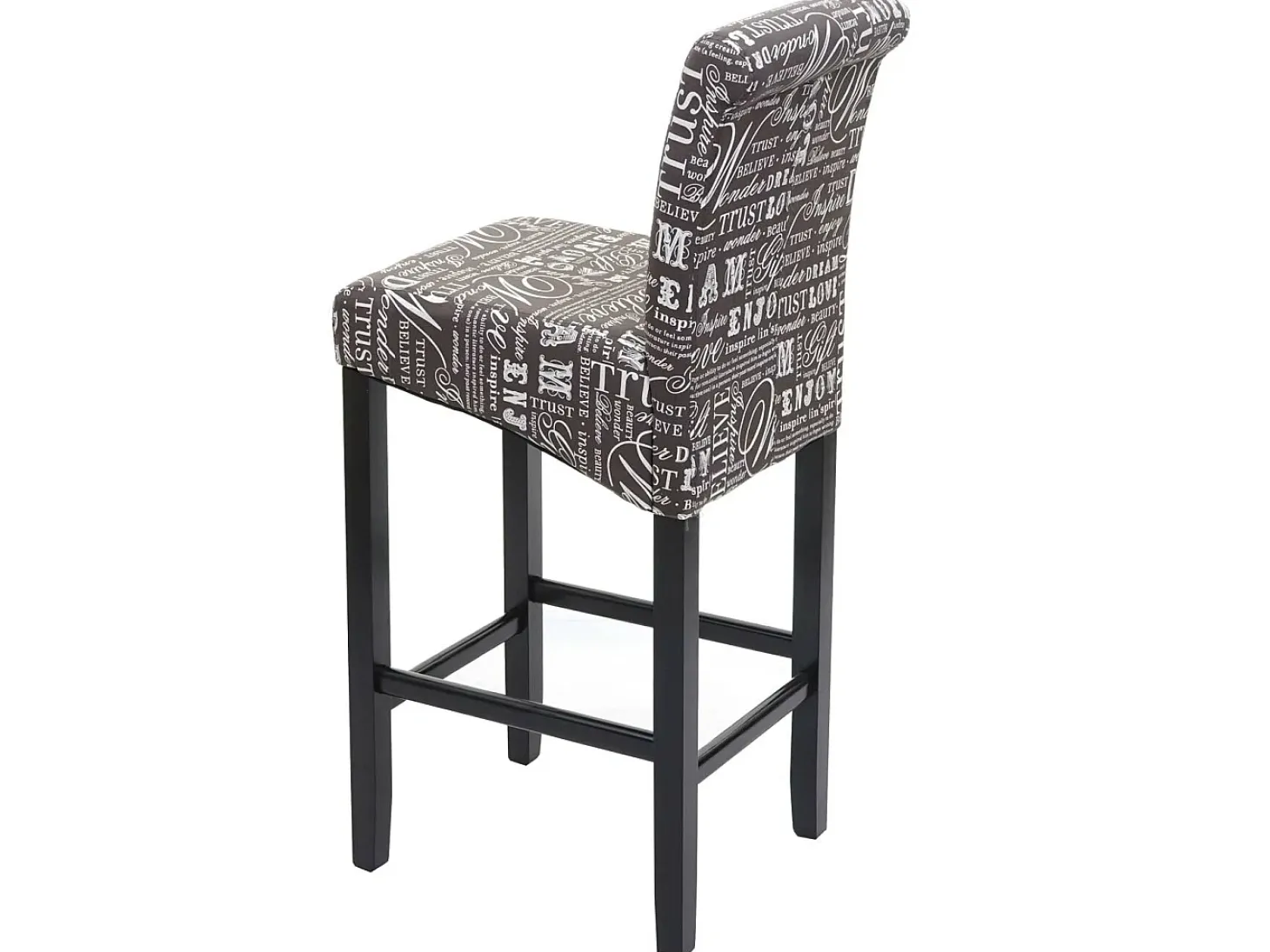Taburete de bar MCW-C33, rotulación, gris, patas oscuras, tela/textil