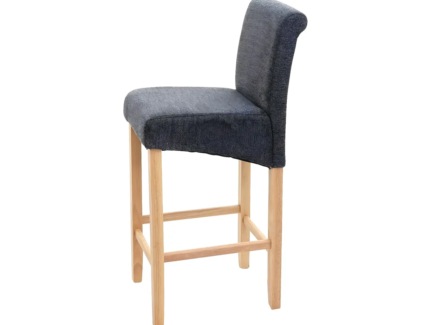 Taburete de bar MCW-C33 (juego de 2), gris oscuro, patas claras, tela/textil