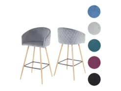 Taburete de bar MCW-D72 (juego de 2), terciopelo, gris