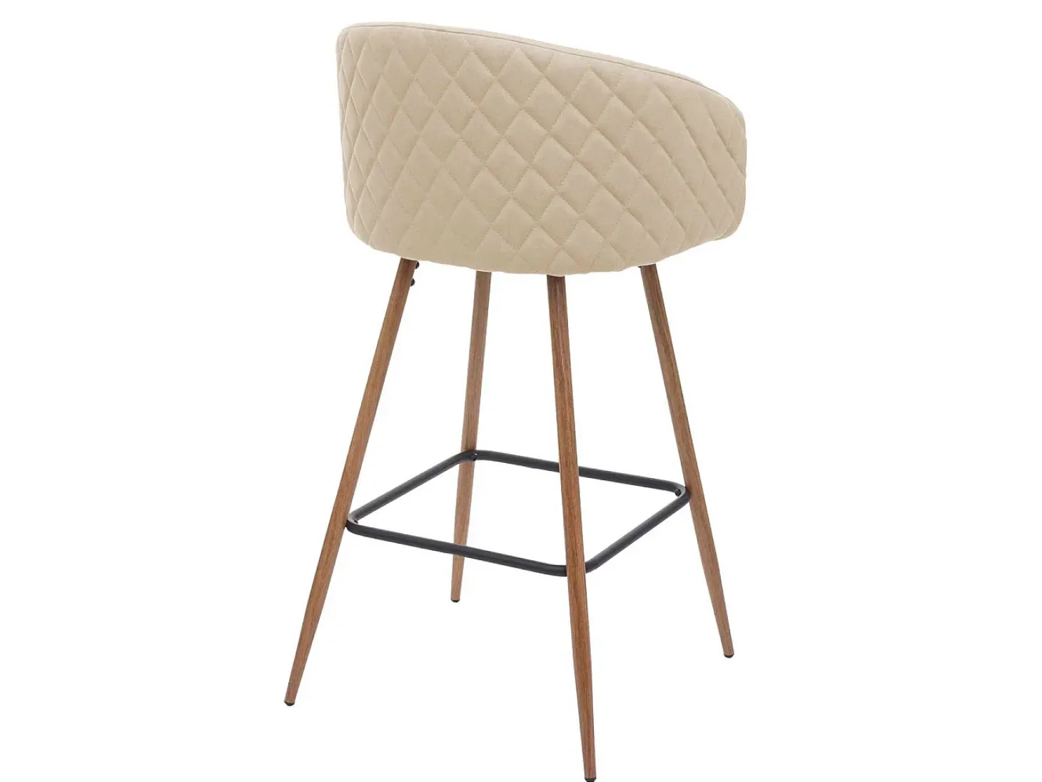 Taburete de bar MCW-D72 (juego de 2), tela/textil, crema-beige