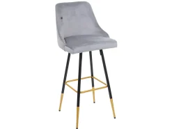 Taburete de bar MCW-E70 (set de 2) terciopelo, gris