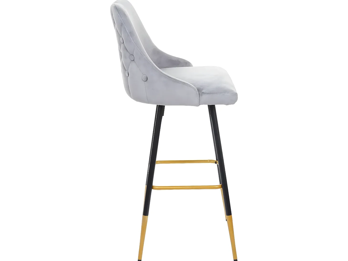 Taburete de bar MCW-E70 (set de 2) terciopelo, gris