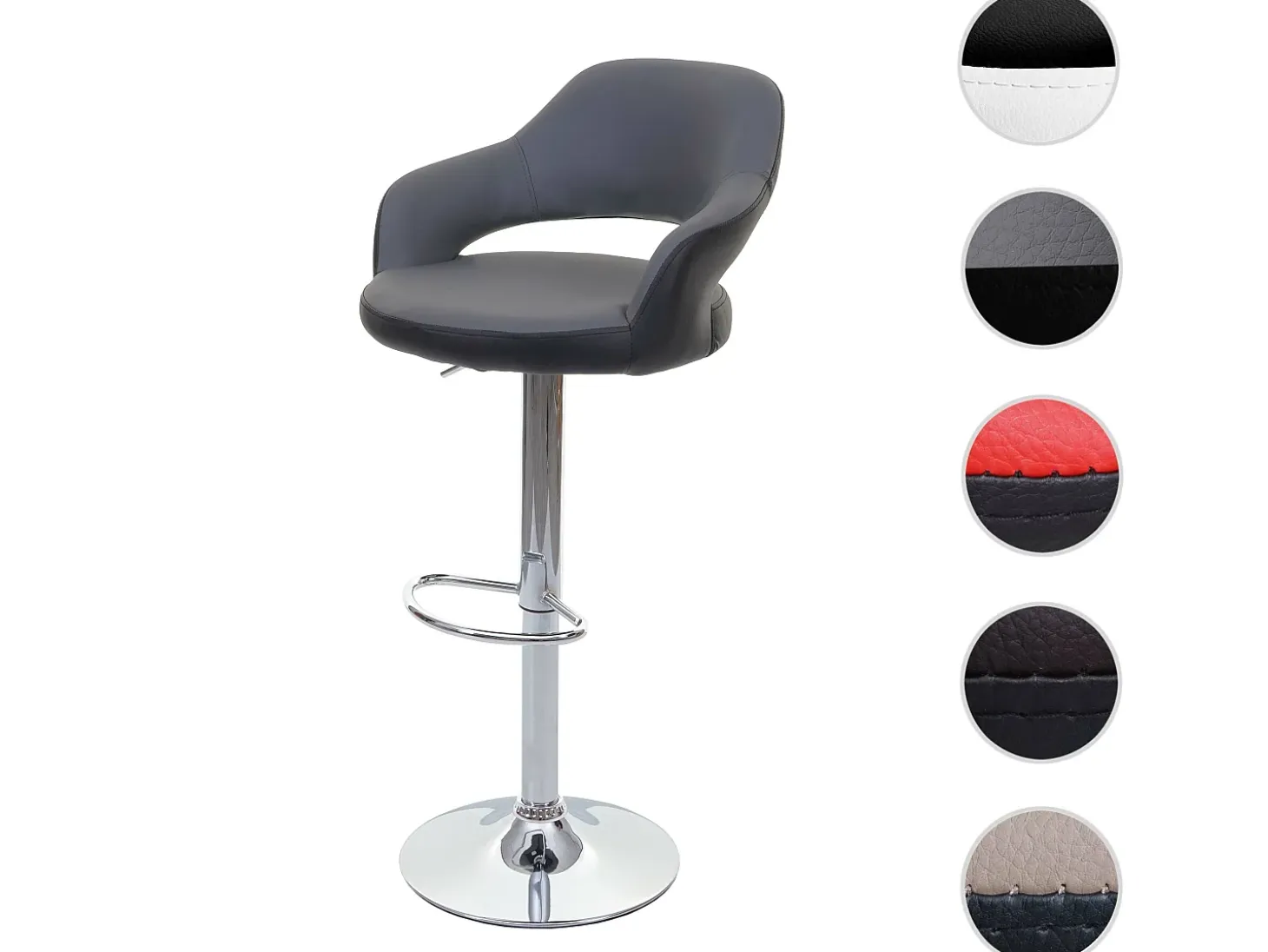 Taburete de bar MCW-F16, gris-negro