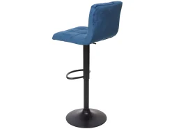 Taburete de bar MCW-G87 (juego de 2), terciopelo azul petróleo, base negra