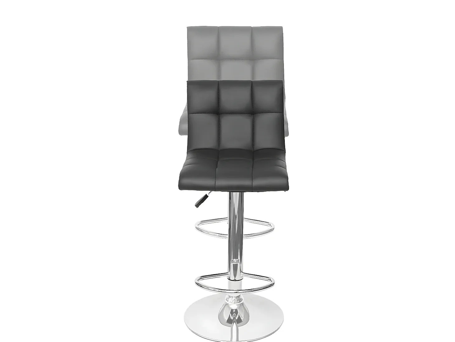 Taburete de bar MCW-G87 (juego de 2), imitación de cuero blanco-negro, base cromada