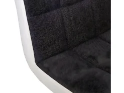 Taburete de bar MCW-G87 (juego de 2), tela/textil gris oscuro + polipiel blanca, base cromada