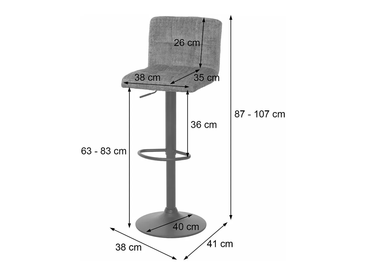 Taburete de bar MCW-G87 (juego de 2), topo