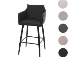 Taburete de bar MCW-H93, imitación de cuero negro