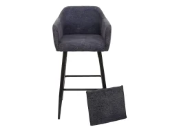 Taburete de bar MCW-H93, tela/textil gris oscuro