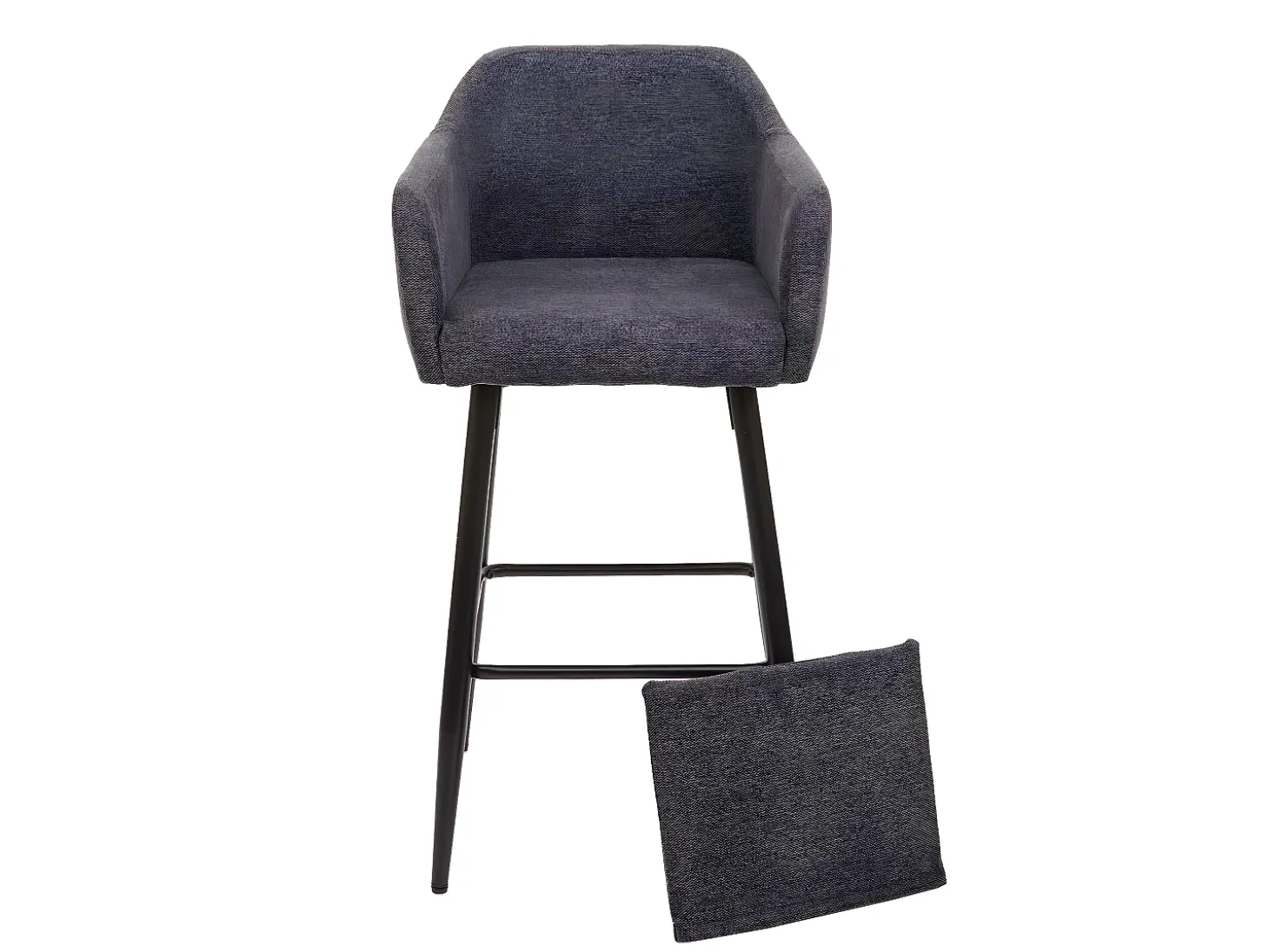 Taburete de bar MCW-H93, tela/textil gris oscuro