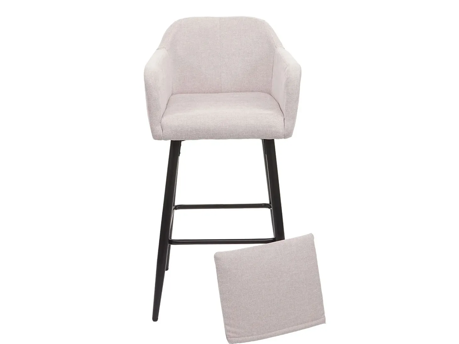 Taburete de bar MCW-H93 (juego de 2), tela/textil crema-beige