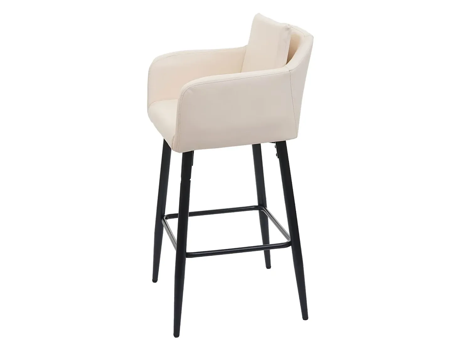 Taburete de bar MCW-H93 (juego de 2), imitación de cuero crema-beige