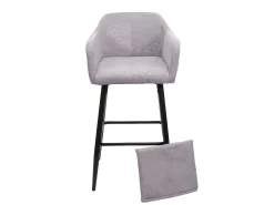 Taburete de bar MCW-H93 (juego de 2), tela/textil gris claro