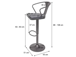 Taburete de bar MCW-H10b (juego de 2), vintage negro-marrón