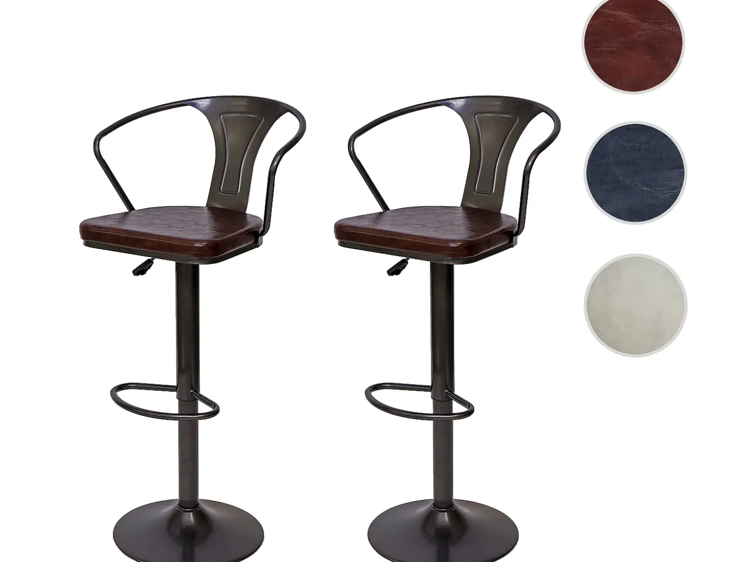 Taburete de bar MCW-H10b (juego de 2), vintage negro-marrón