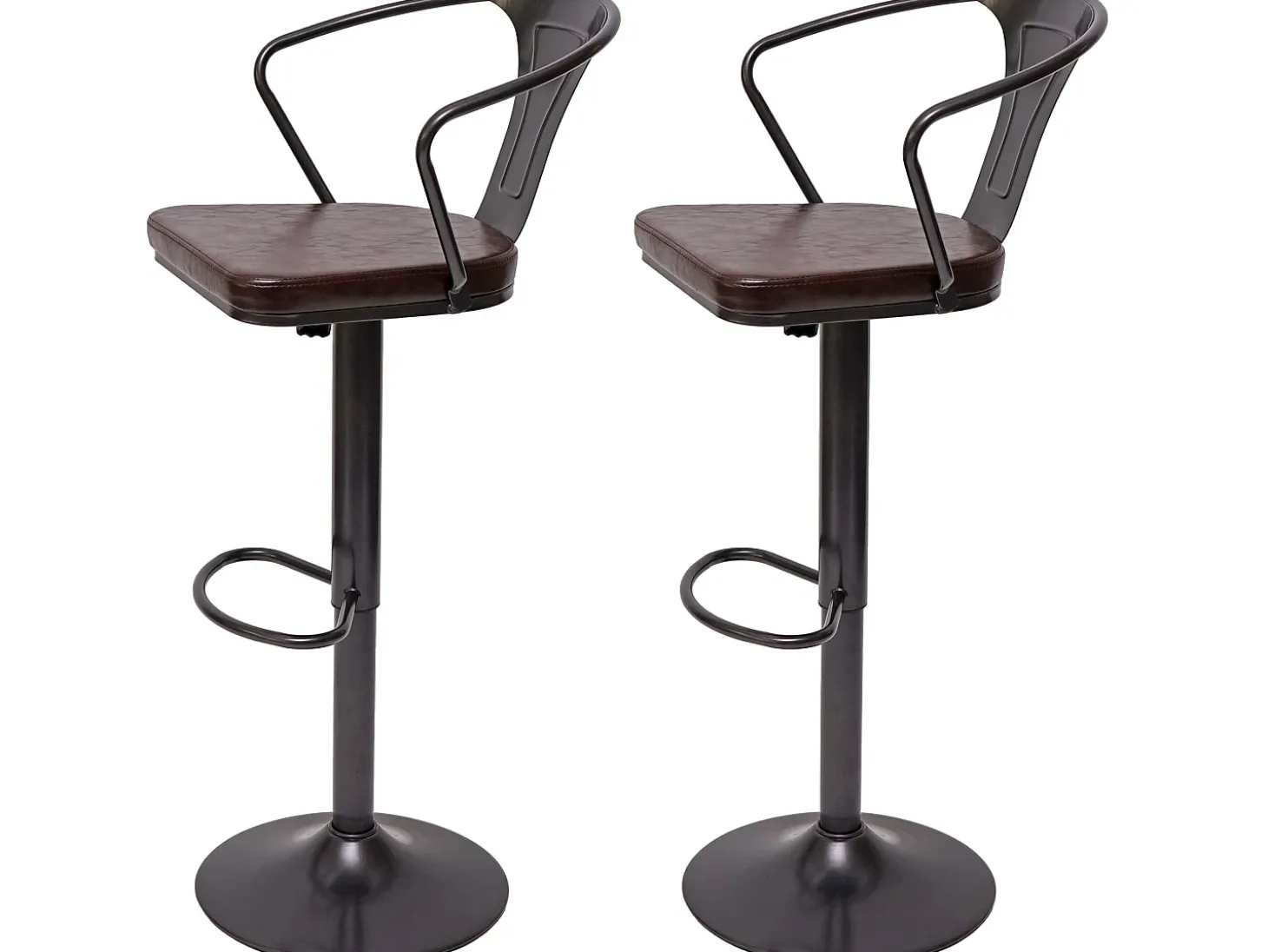 Taburete de bar MCW-H10b (juego de 2), vintage negro-marrón