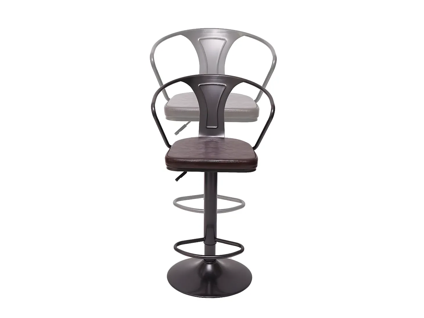 Taburete de bar MCW-H10b (juego de 2), vintage negro-marrón